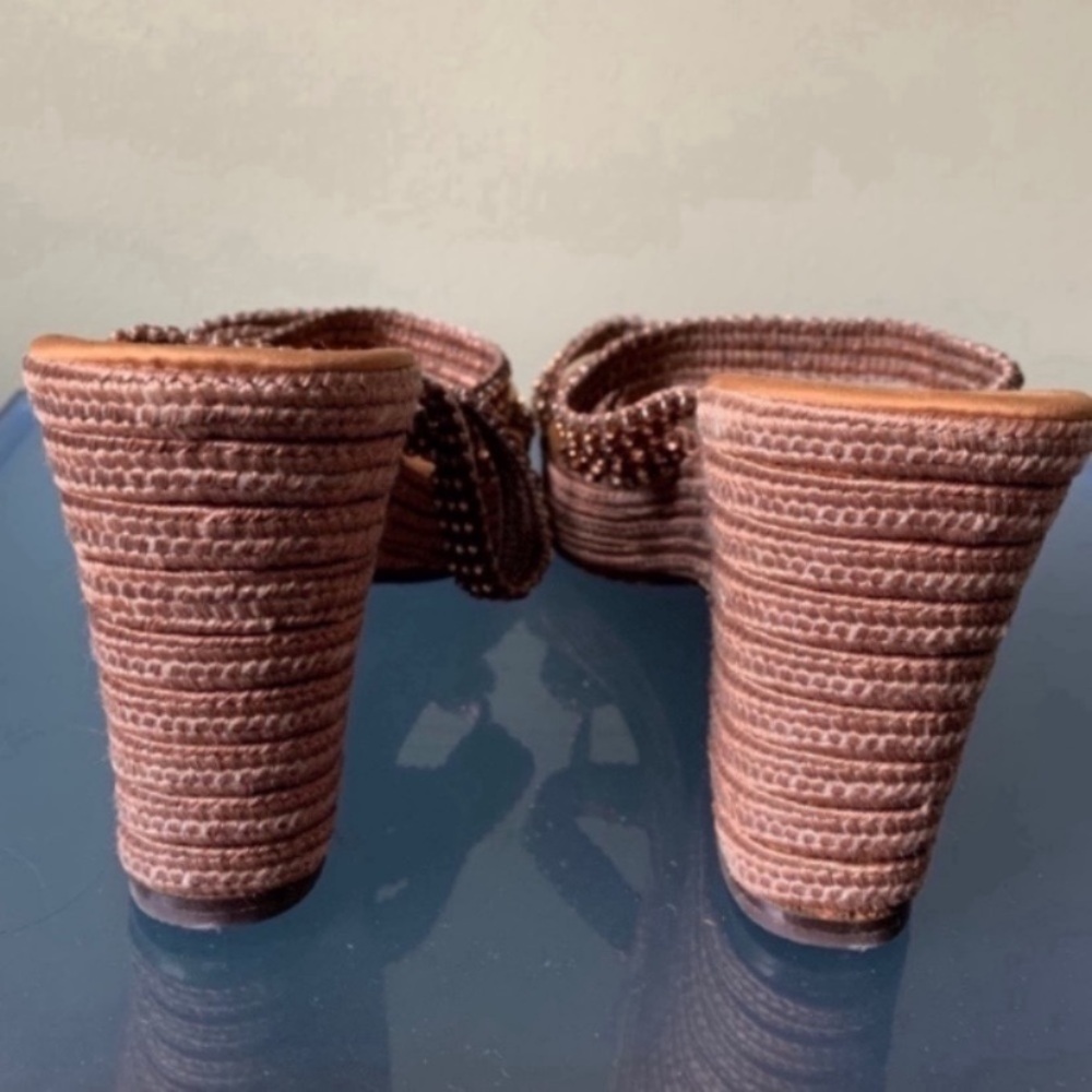 Charles Jourdan Vintage Brown Rhinestone Wedges - Picture 6 of 12